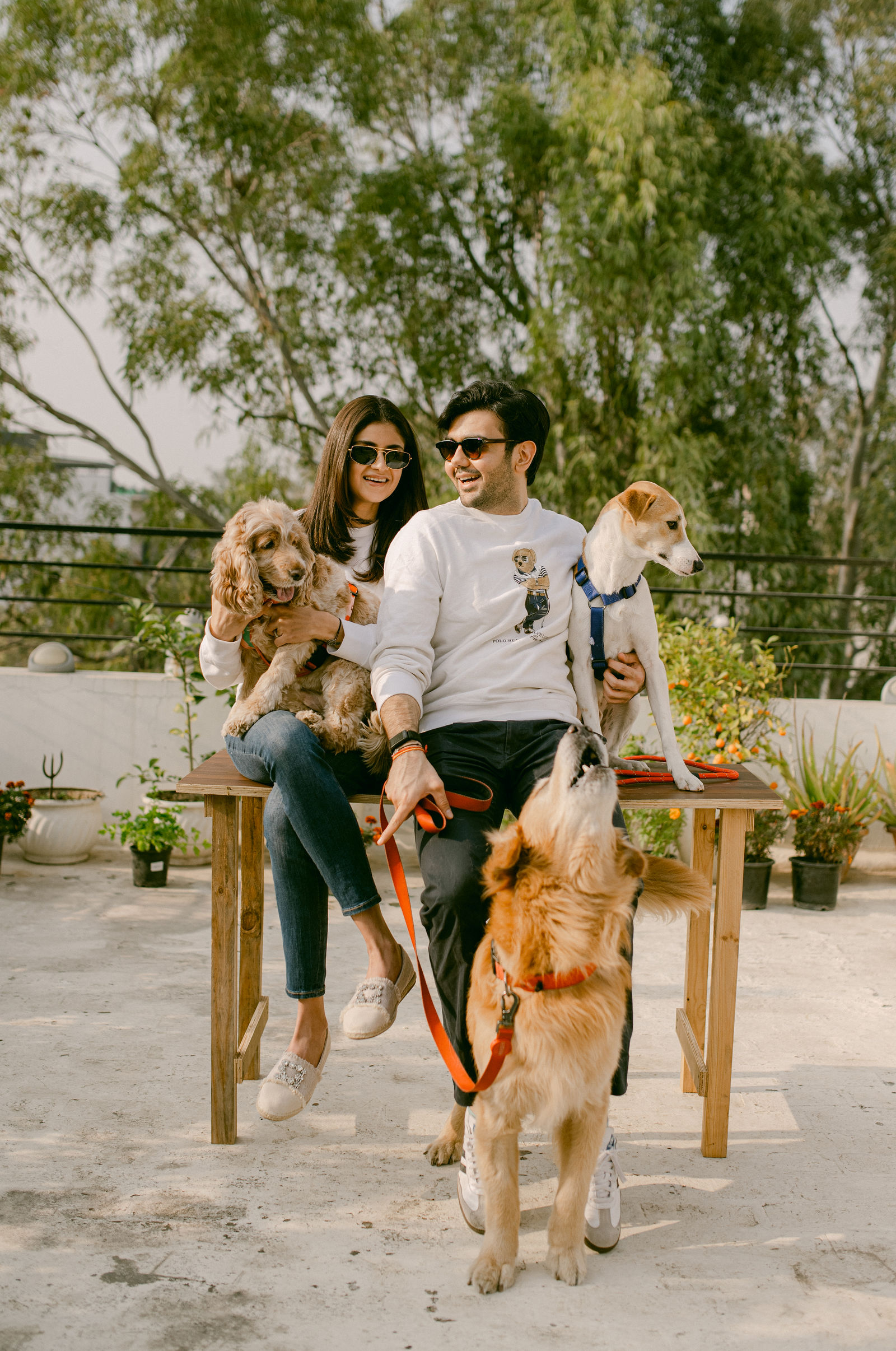 Ananyaa & Ayush with their dogs
